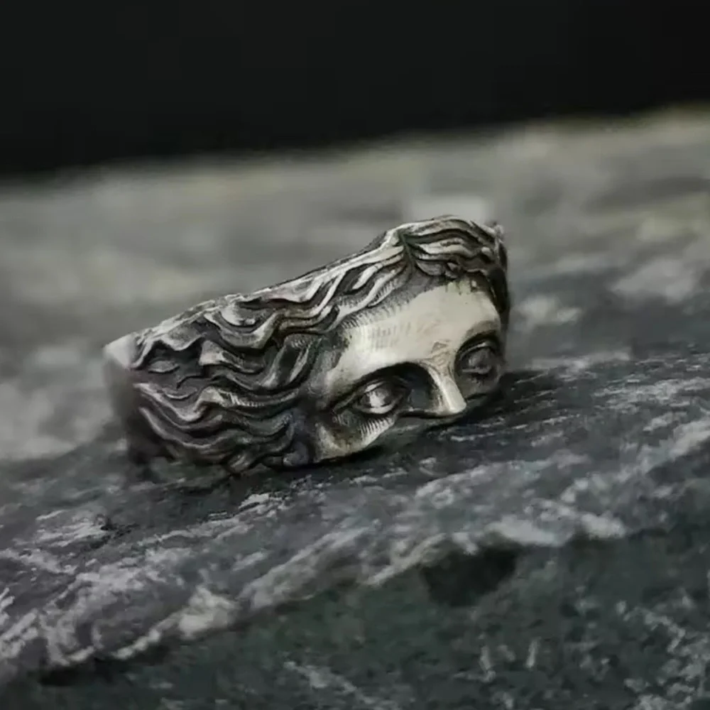 Silver Face Art Inspired Face Ring | Unique Sculptural Jewelry adjustable size